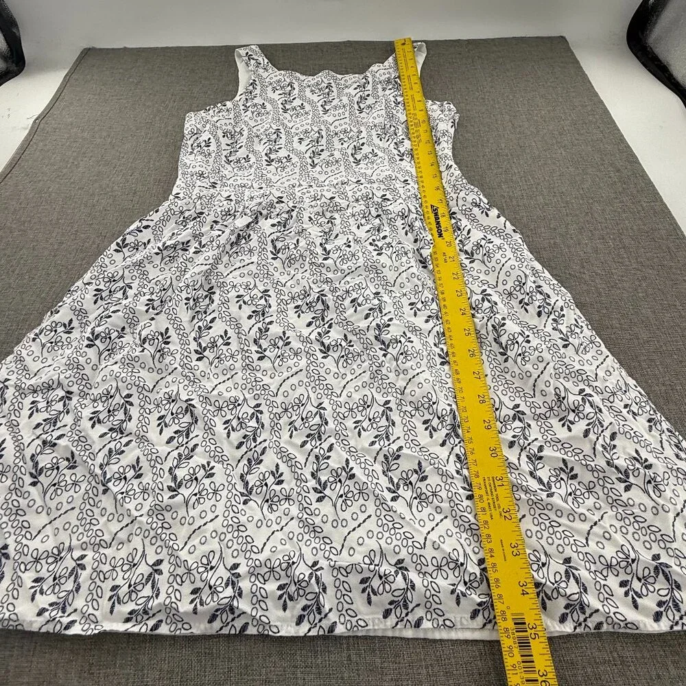 LOFT Dress Floral Lined Sleeveless Square Neck Viscose Zipper Cutout Back Blue &